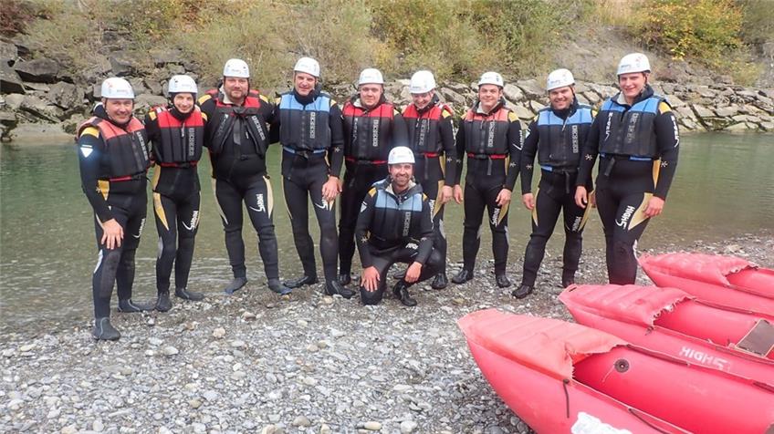 Wettkampfgruppe der Feuerwehr ging auf Raftingtour in der Bregenzer Aach