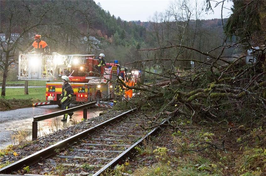 Sturm zieht über die Region: Feuerwehr räumt Bahngleise frei