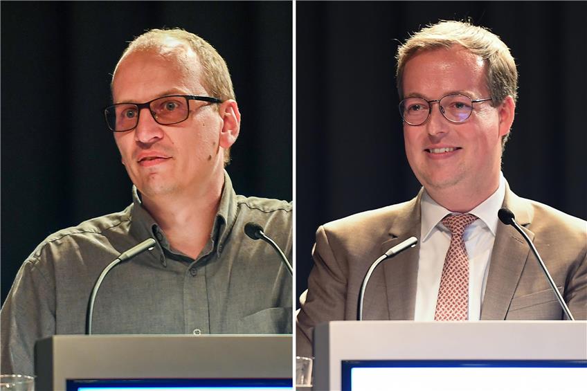 Meßstettens Bürgermeister Frank Schroft und Gegenkandidat Alexander Schwarz stellen sich vor