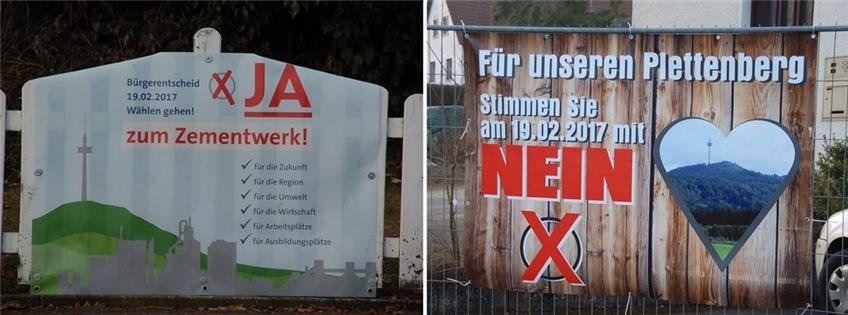 Plakative Argumente in Dotternhausens Vorgärten