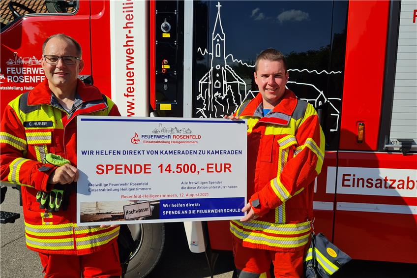 Heiligenzimmerns Wehr sammelt 14.500 Euro für vom Hochwasser betroffene Kollegen in Schuld