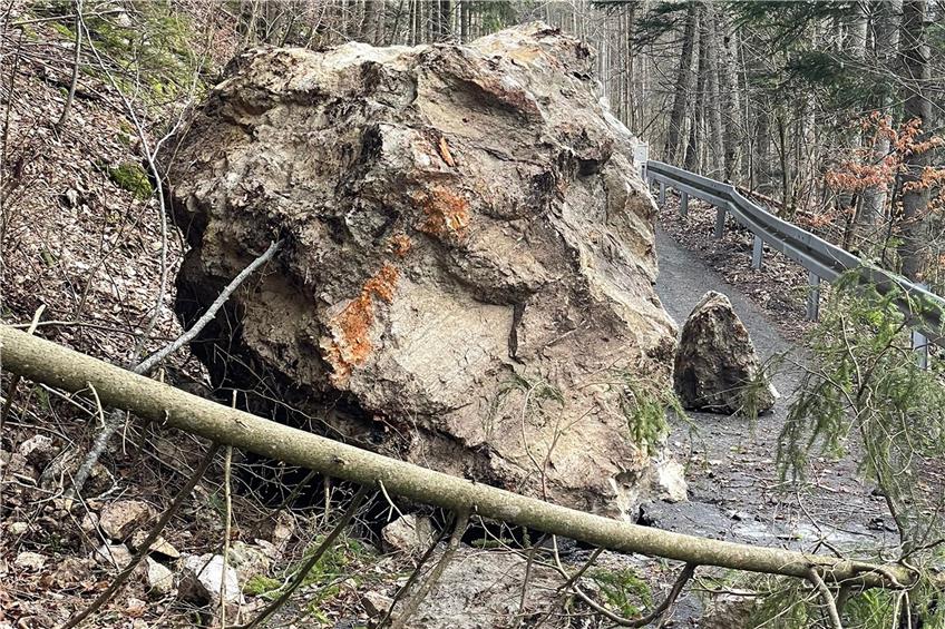 Lebensgefahr: Gesteinsbrocken blockiert Dotternhausener Plettenbergzufahrt – Experten vor Ort