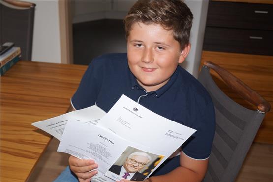 Post von Bundespräsident Steinmeier für den elfjährigen Hausener Linus Conzelmann