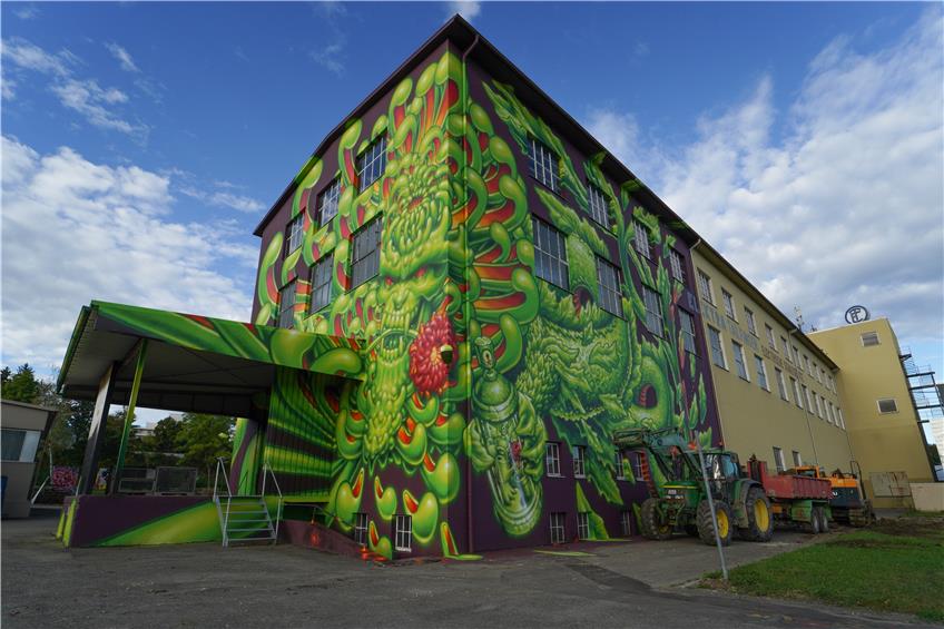 Muss das Graffito an der Schwelhalle in Frommern weg? Stadt will eine Duldung durchsetzen