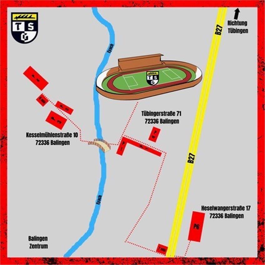 Topspiel am Samstag: Wo können Gäste der TSG Balingen parken?