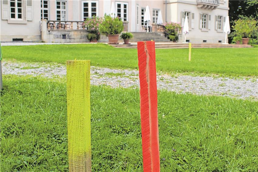 Im Fürstengarten: Was wie ein Kunstprojekt aussieht, ist lediglich Hechinger Parkpflege
