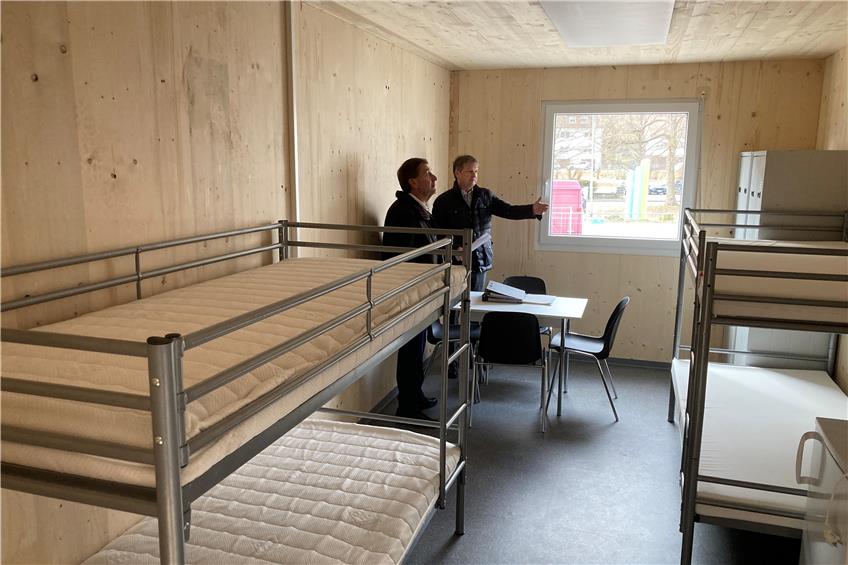 18 Quadratmeter, vier Betten, Spind: Im Februar ziehen erste Bewohner in die Container in Albstadt