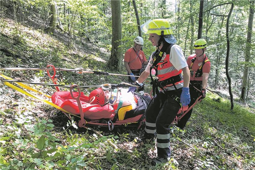 60-jähriger E-Biker stürzt im Wald bei der Ebinger Eselmühle – Die Bergwacht rettet ihn